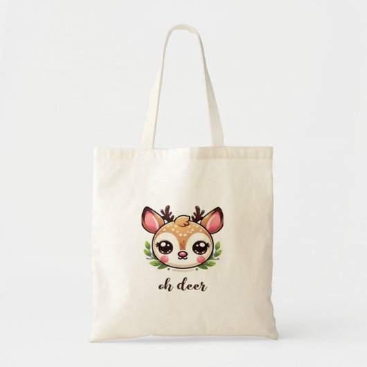 Oh Deer Cute Deer Minimal Design トートバッグ (正面)