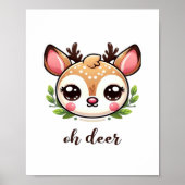 Oh Deer Cute Deer Minimal Design  ポスター (正面)