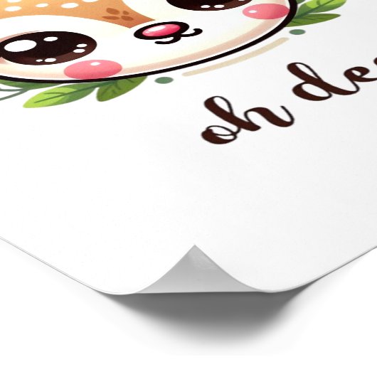 Oh Deer Cute Deer Minimal Design  ポスター (角)