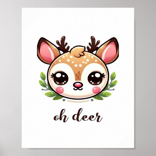 Oh Deer Cute Deer Minimal Design  ポスター (正面)