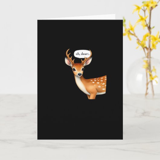 Oh Deer Cute Punny Deer Saying Whimsical Quote カード (黄色い花)