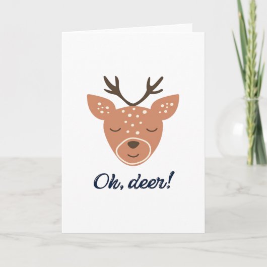 Oh Deer Deer Love Save The DeeFolded Greeting Card カード (正面)