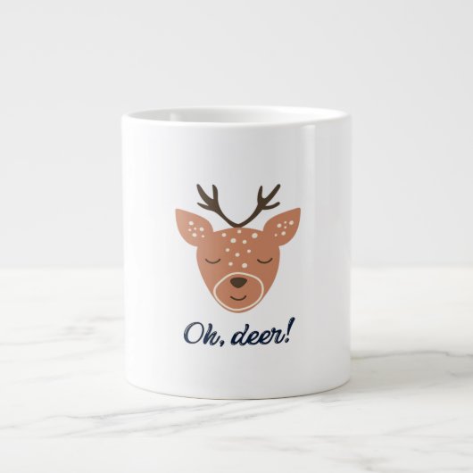 Oh Deer Deer Love Save The Deer Creative Design  ジャンボコーヒーマグカップ (正面)