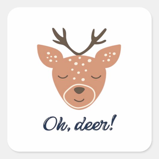 Oh Deer Deer Love Save The Deer Creative Design スクエアシール (正面)