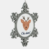 Oh Deer Deer Love Save The Deer Creative Design スノーフレークピューターオーナメント (左)