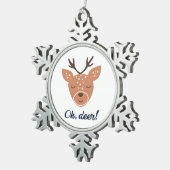 Oh Deer Deer Love Save The Deer Creative Design スノーフレークピューターオーナメント (右)