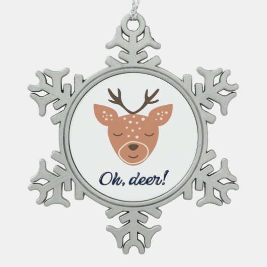 Oh Deer Deer Love Save The Deer Creative Design スノーフレークピューターオーナメント (正面)