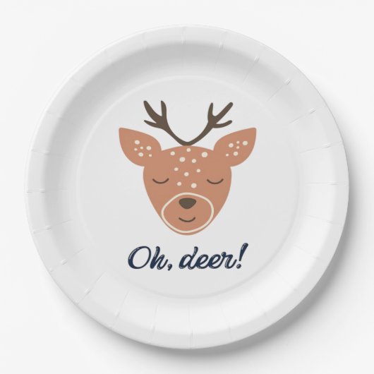 Oh Deer Deer Love Save The Deer Creative Design ペーパープレート (正面)