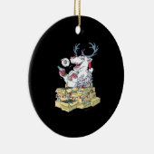 Oh Deer Drunk Reindeer Celebrating ChristmOrnament セラミックオーナメント (右)
