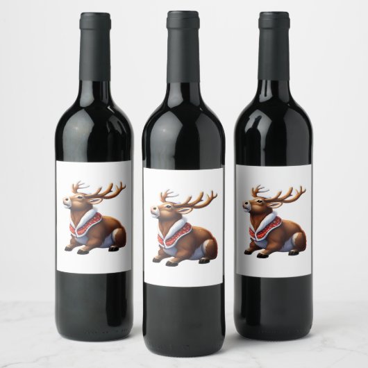 Oh Deer Energetic Modern Design  ワインラベル (ボトル)