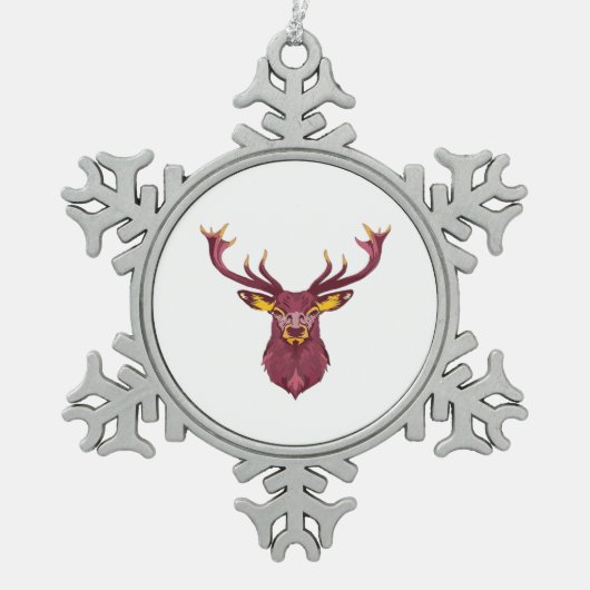 Oh Deer Fresh Modern Design スノーフレークピューターオーナメント (正面)