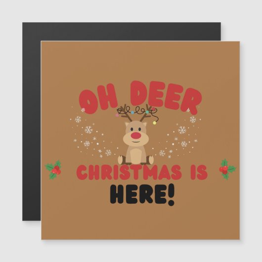 Oh Deer – Funny Reindeer Christmas Card  (正面/裏面)