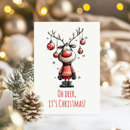 Oh Deer Funny Reindeer Christmas Card シーズンカード