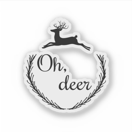 Oh Deer Funny Style Design  シール (正面)