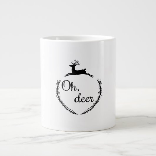 Oh Deer Funny Style Design ジャンボコーヒーマグカップ (正面)