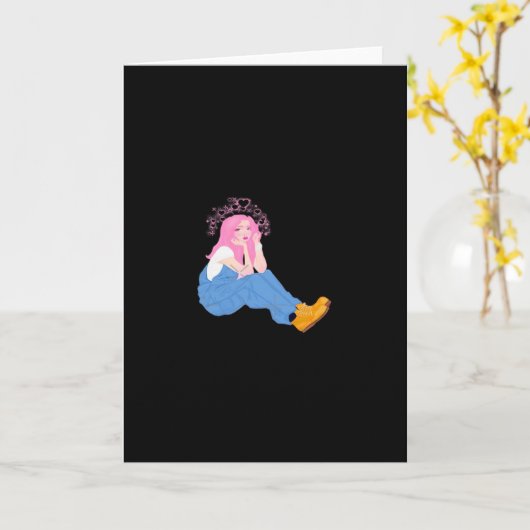 Oh Deer Graphic Artistic DesigFolded Greeting Card カード (黄色い花)