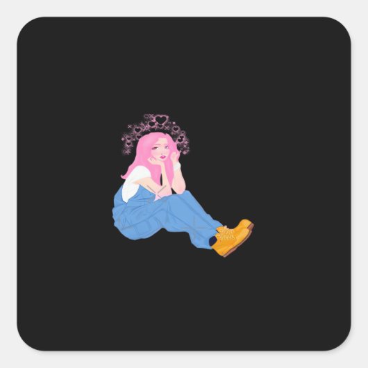 Oh Deer Graphic Artistic Design スクエアシール (正面)