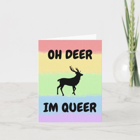 OH DEER I'M同性愛者おもしろいLGBTQ+ サンキューカード (正面)