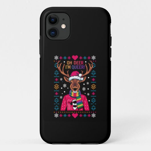 Oh Deer I'm Queer LGBT LGBTQ ゲイ プライド アグリー クリスマス Case-Mate iPhoneケース (裏面)