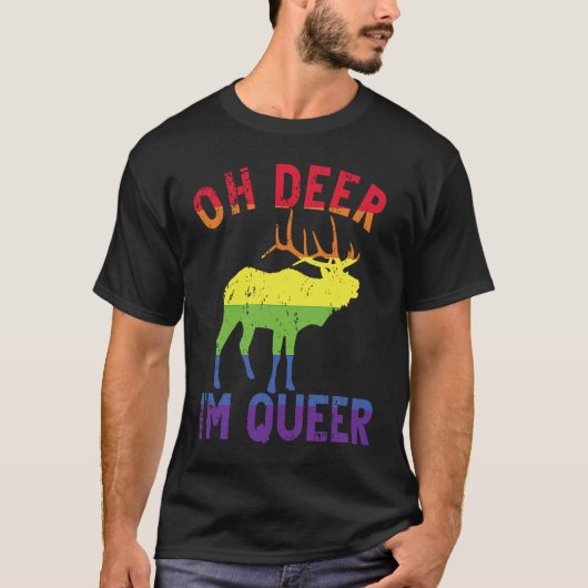 Oh Deer Im Queer Rainbow LGBT Gay Pride Pansexual Tシャツ (正面)