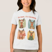 Oh Deer It’s Christmas Funny Design トライブレンドＴシャツ (正面)