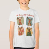 Oh Deer It’s Christmas Funny Design トライブレンドＴシャツ (正面)