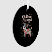 Oh Deer Its Christmas ミニパッチワークスクエア オーナメント (正面)