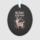 Oh Deer Its Christmas ミニパッチワークスクエア オーナメント (正面)