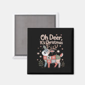 Oh Deer Its Christmas ミニパッチワークスクエア マグネット (正面/裏面)