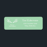 Oh Deer, it's Christmas [green] -住所 シール<br><div class="desc">鹿をテーマにした差出人住所ラベルで、Oh Deerセットのカードにマッチ。緑の背景、〔雄ジカの〕枝角と雪。</div>