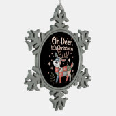 Oh Deer Its Christmas Miniature Patchwork Squares スノーフレークピューターオーナメント (左)