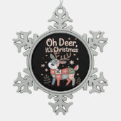 Oh Deer Its Christmas Miniature Patchwork Squares スノーフレークピューターオーナメント (正面)