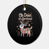 Oh Deer Its Christmas Miniature Patchwork Squares セラミックオーナメント (左)