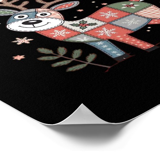 Oh Deer Its Christmas Miniature Patchwork Squares ポスター (角)