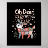 Oh Deer Its Christmas Miniature Patchwork Squares ポスター (正面)