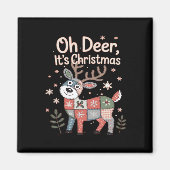 Oh Deer Its Christmas Miniature Patchwork Squares マグネット (正面)