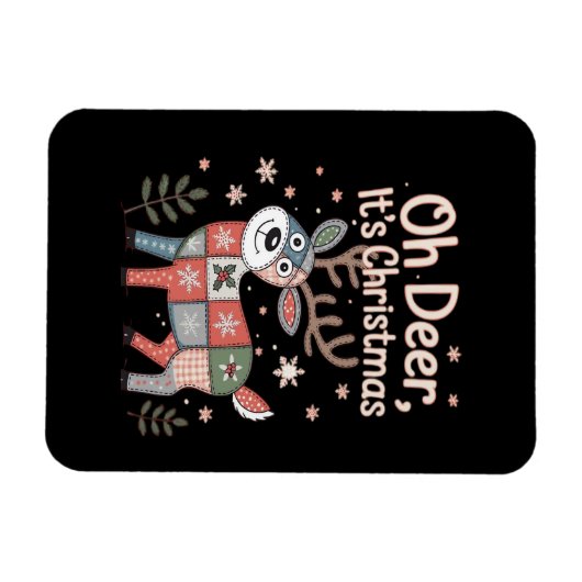 Oh Deer Its Christmas Miniature Patchwork Squares マグネット (横)