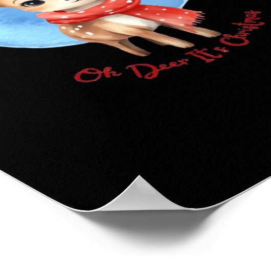Oh Deer Its Christmas Retro Classic Design ポスター (角)