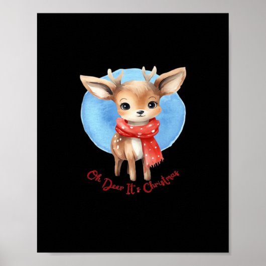 Oh Deer Its Christmas Retro Classic Design  ポスター (正面)
