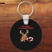 Oh Deer Its Christmas Stressed Reindeer With Sweet キーホルダー (正面)