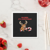 Oh Deer Its Christmas Stressed Reindeer With Sweet スタンダードカクテルナプキン (インサイチュ)