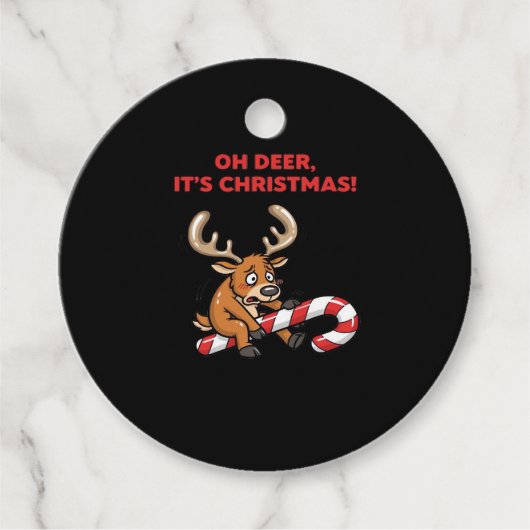 Oh Deer Its Christmas Stressed Reindeer With Sweet フェイバータグ (正面)