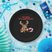 Oh Deer Its Christmas Stressed Reindeer With Sweet ペーパープレート (パーティー)