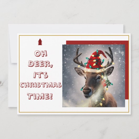 Oh Deer, It's Christmas Time!" Holiday Card シーズンカード (正面)