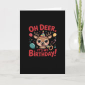 Oh Deer Its My Birthday Cute Reindeer Festive Styl カード (正面)