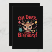 Oh Deer Its My Birthday Cute Reindeer Festive Styl シーズンカード (正面/裏面)