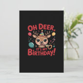 Oh Deer Its My Birthday Cute Reindeer Festive Styl シーズンカード (スタンド正面)