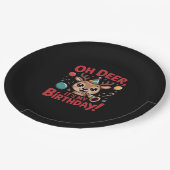 Oh Deer Its My Birthday Cute Reindeer Festive Styl ペーパープレート (アングル)