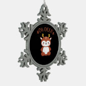 Oh Deer Kawaii Deer Playful Art Style スノーフレークピューターオーナメント (左)