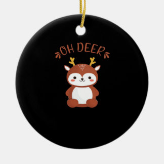 Oh Deer Kawaii Deer Playful Art Style セラミックオーナメント